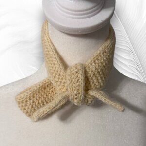 Hand Knit Cream Skinny Scarf Sophie Minimalist Neck Wrap